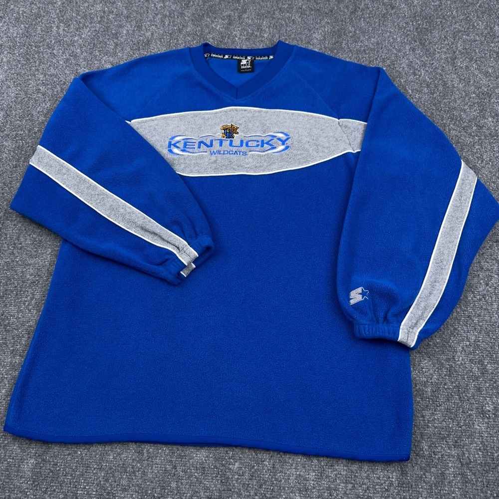 VTG Starter Kentucky Wildcats Fleece Pullover Men Large V-Neck‎ Embroidered NCAA